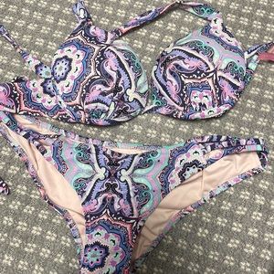 Victoria secret purple floral push up bikini set